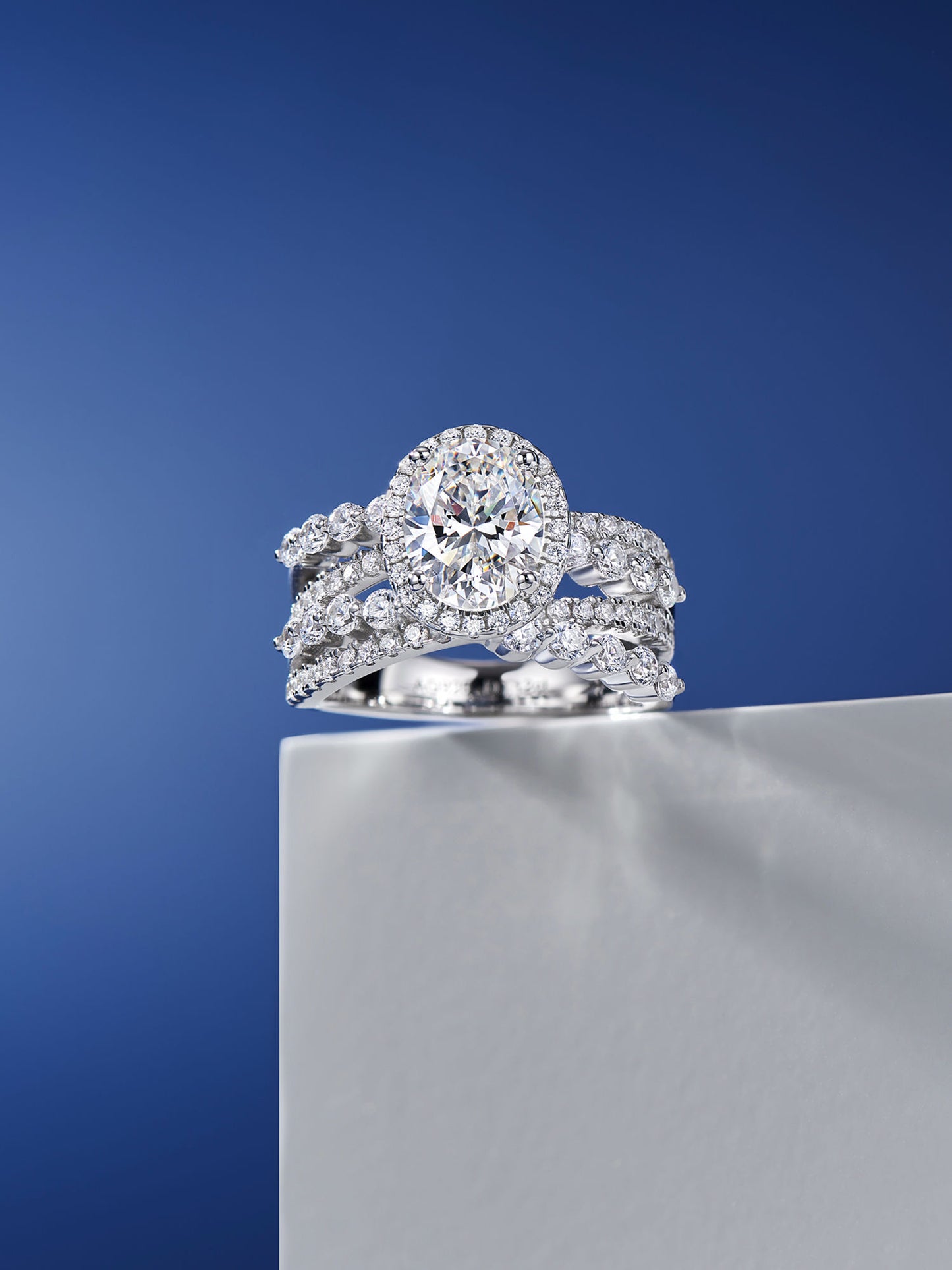 Bague de fiançailles multi-couches en argent 925