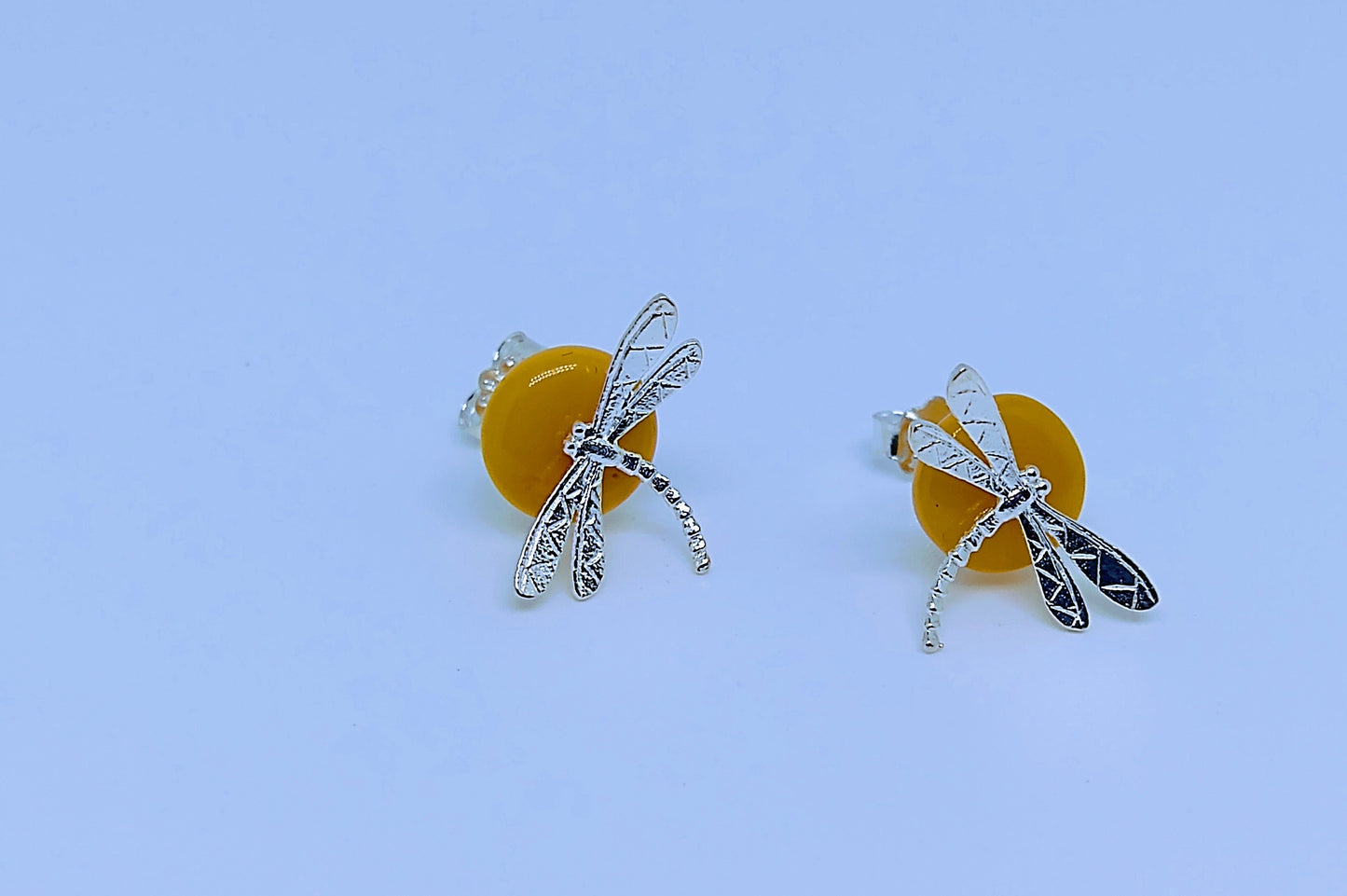 Boucles d'oreilles "Ma petite Libellule" assorties d'Ambre naturelle